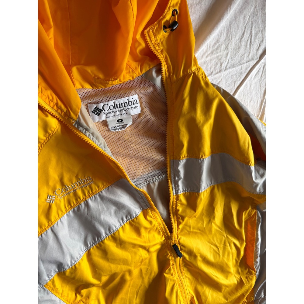 Columbia Sportswear Mens Yellow Grey Packable Hooded Windbreaker Jacket Size M - Picture 4 of 5